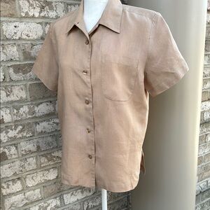 Saks Fifth Avenue FOLIO Collection Linen Blouse - Petite M